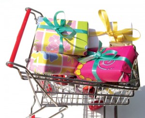 shopping cart of gifts