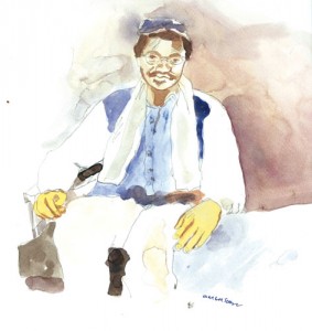 sitting man color